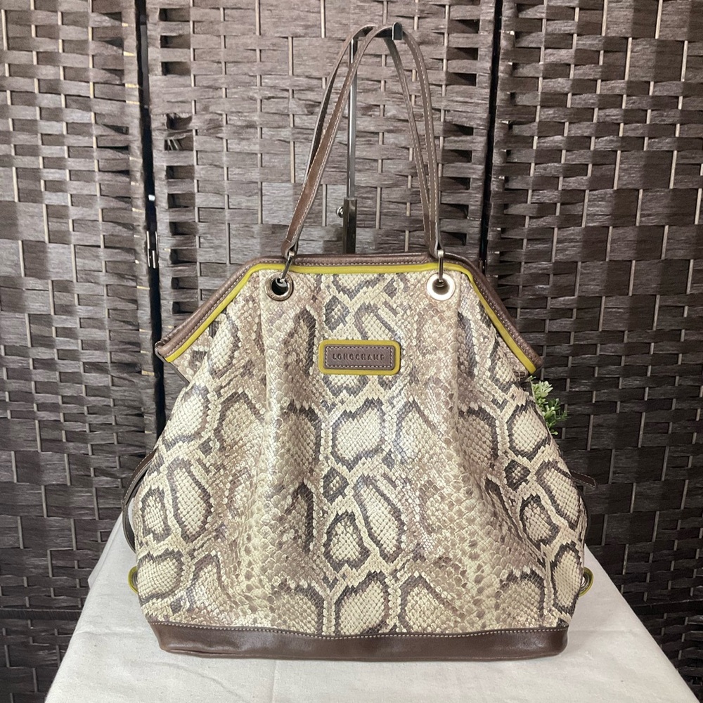 Longchamp Python Embossed Leather Tote - image 1